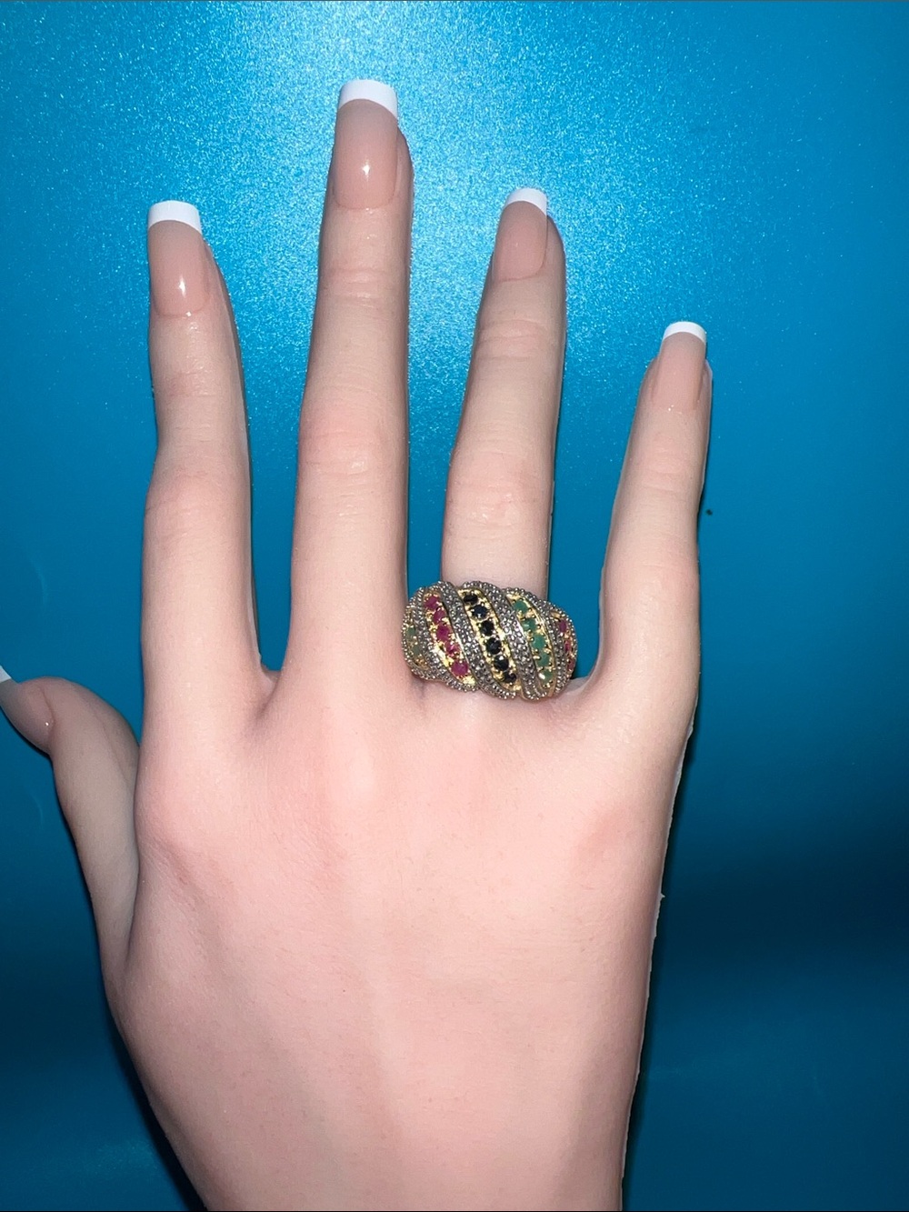Multicolor Pave Crystal Dome Ring - Women Jewelry